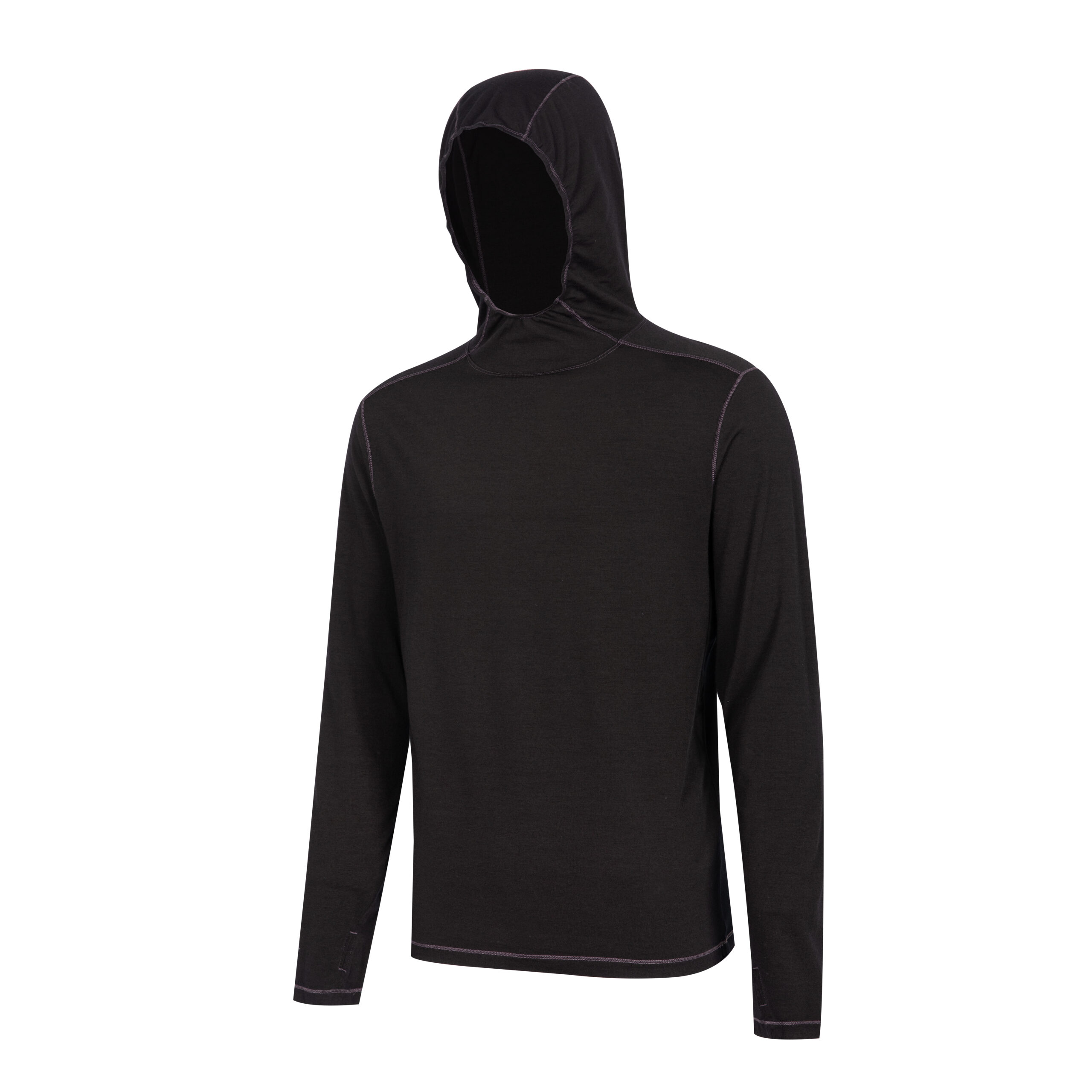 4W7A0511 Merino Wool Long Sleeve T-Shirt - Solid Black - Image 3