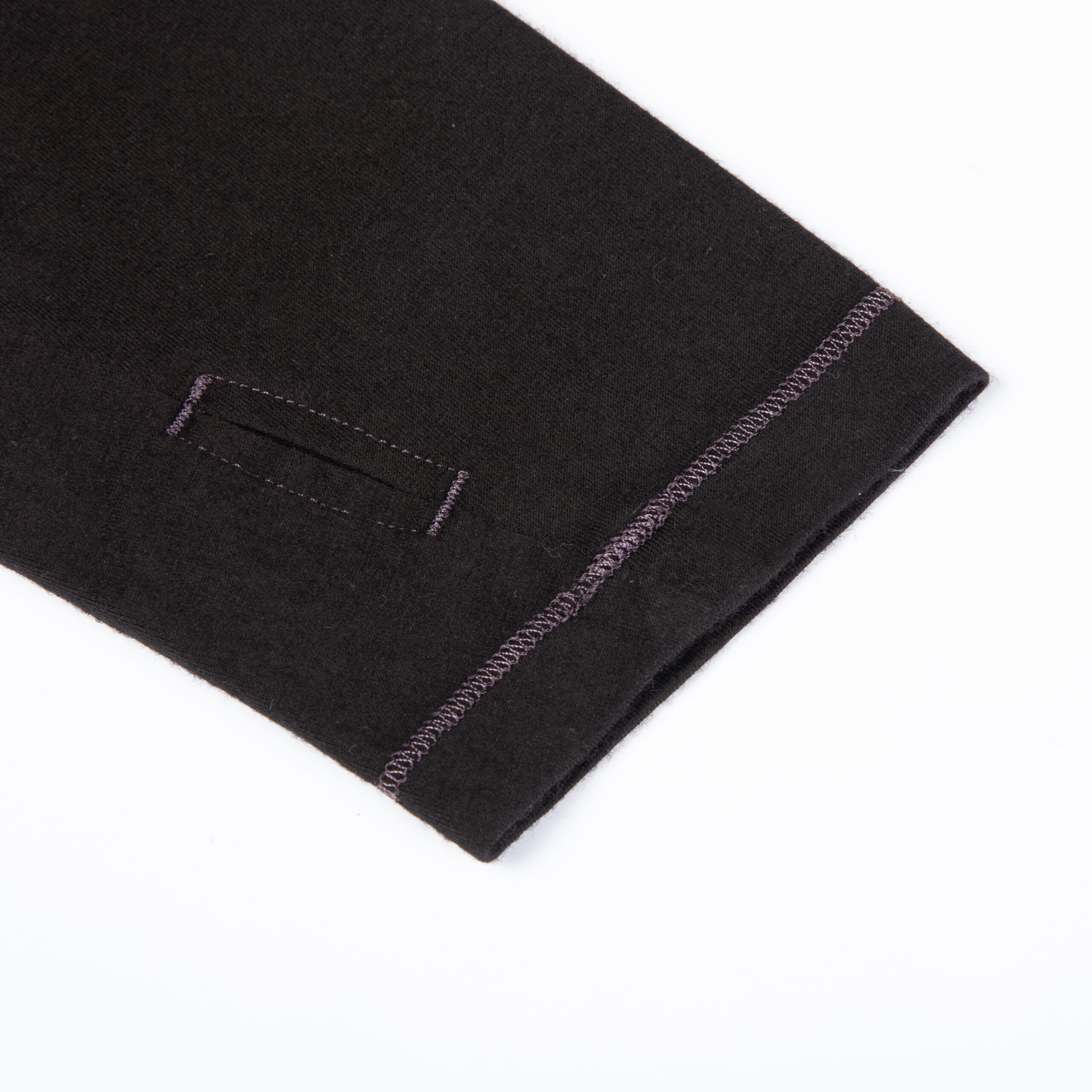4W7A0522 Merino Wool Long Sleeve T-Shirt - Solid Black - Image 6