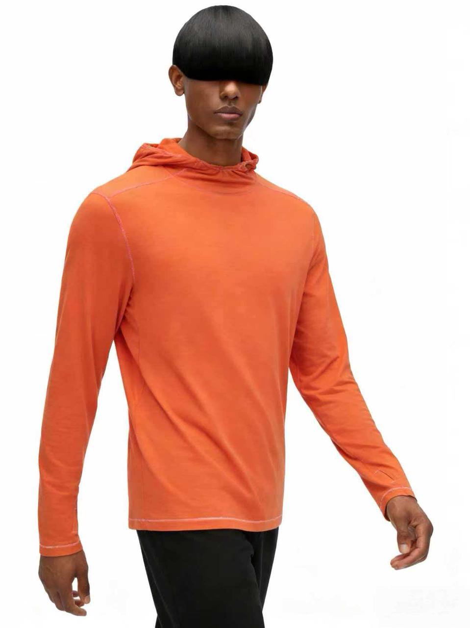 orange Merino Wool Long Sleeve T-Shirt - Bright Orange