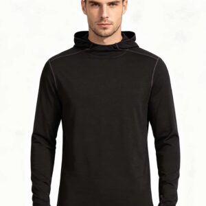 WOOLOUTDOORS - Merino Wool Outdoor Apparel & Base Layers Merino Wool Long Sleeve T-Shirt - Solid Black