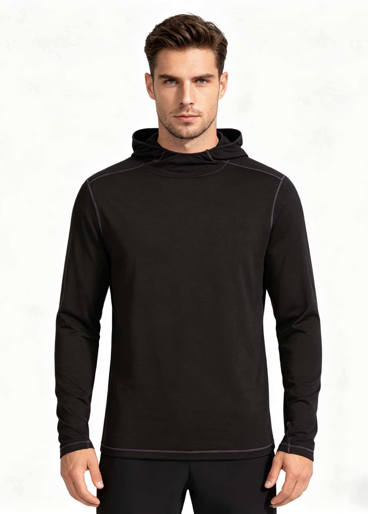 微信图片_20260427195306_92_345 Merino Wool Long Sleeve T-Shirt - Solid Black